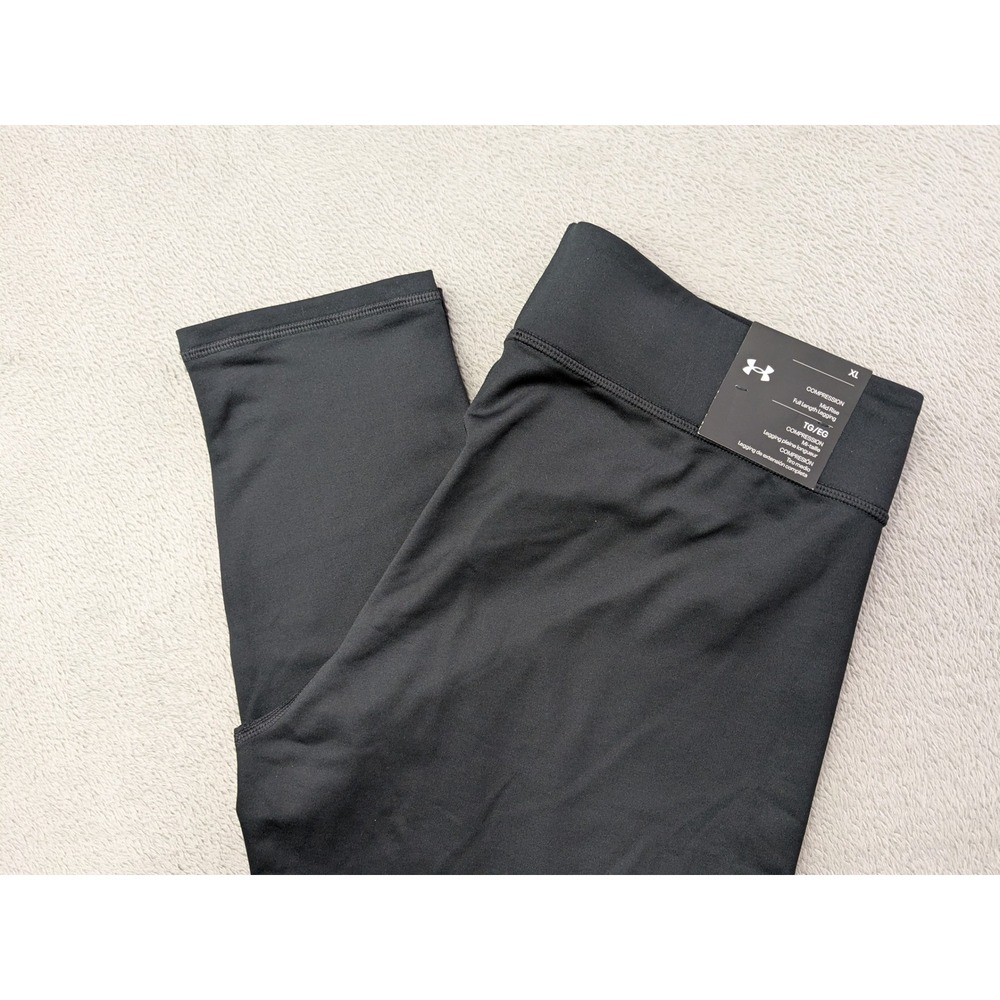 Under Armour Women's XL Black Compression Full Length Leggings Mid Rise NWT